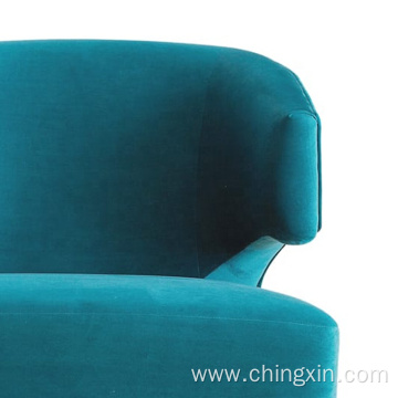 Green Velvet Wrapped Around Arm Chair with Capped Legs